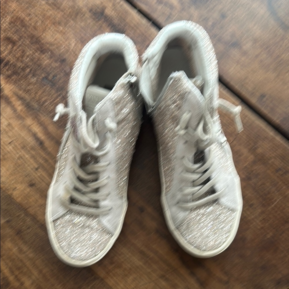 Sparkly Silver Kids High-Top Sneakers - Vintage Havanna